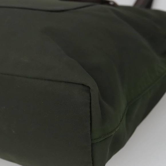 PRADA Tote Bag Nylon Khaki Brown Silver Auth 102966 - Picture 15 of 16